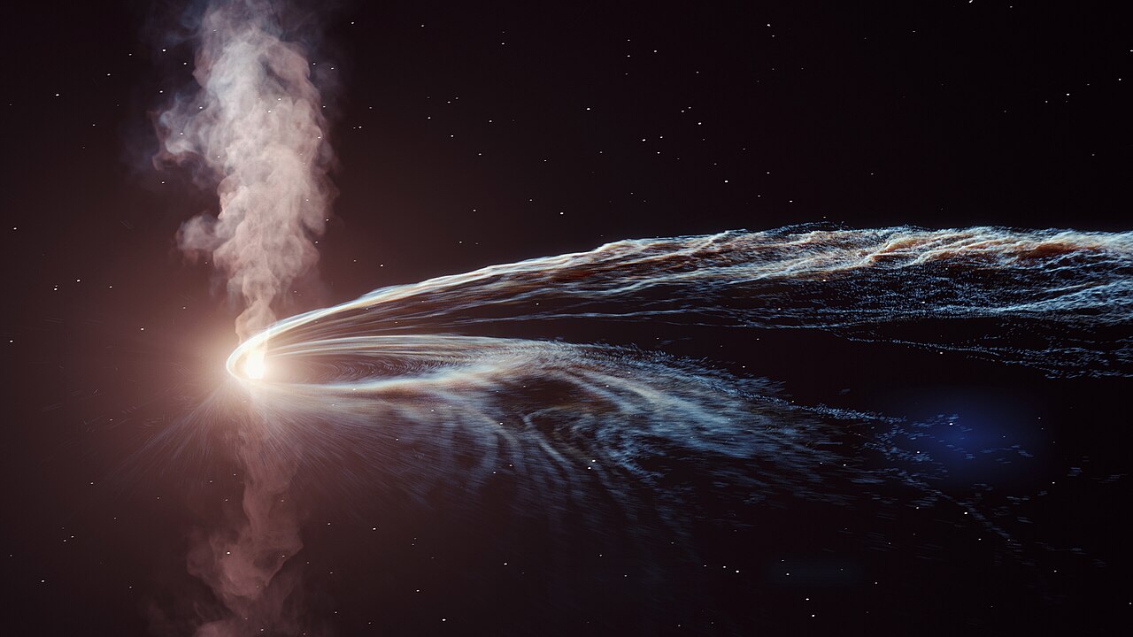 Debris from a star destroyed by supermassive black hole are flung into space (pf7369-tde-h) — Quand un trou noir déchiquète une étoile entière